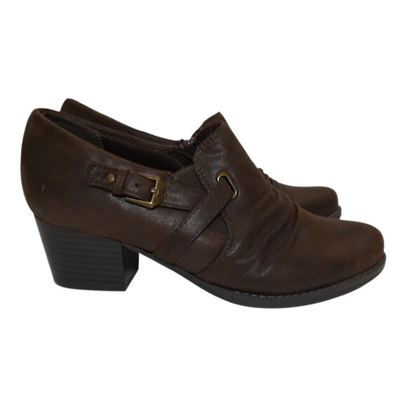 Wear Ever Ramsee Brown Ruched Buckle Booties Goblincore Librarian Nomadic Sz 6 - Picture 2 of 10